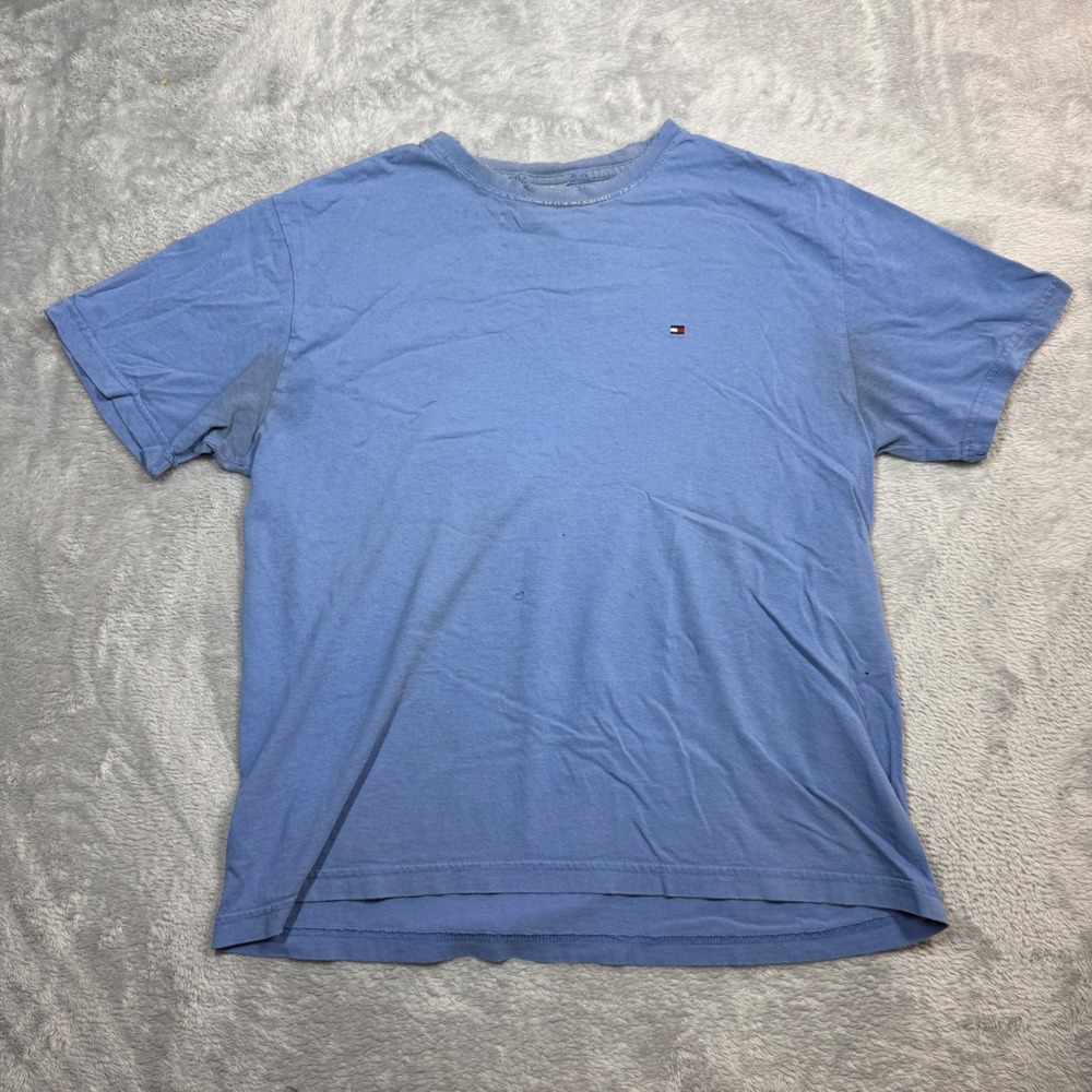 Vintage Tommy Hilfiger T Shirt Mens M Blue Faded Distressed Essential Y2K